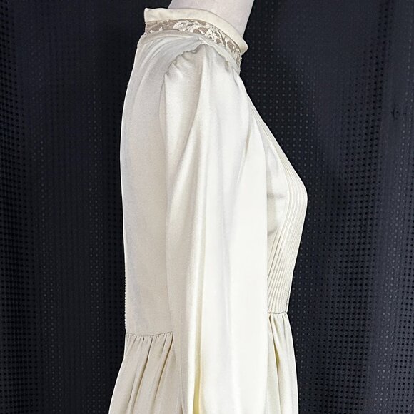 Gorgeous Vintage 70s Carson Pirie Scott Chicago Crepe Lace Wedding Prairie Dress - Picture 7 of 16